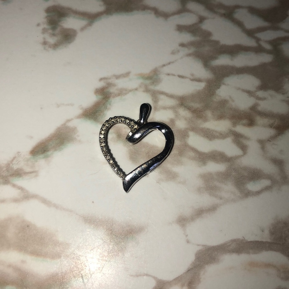 Sterling Silver Heart with diamonds for Necklace